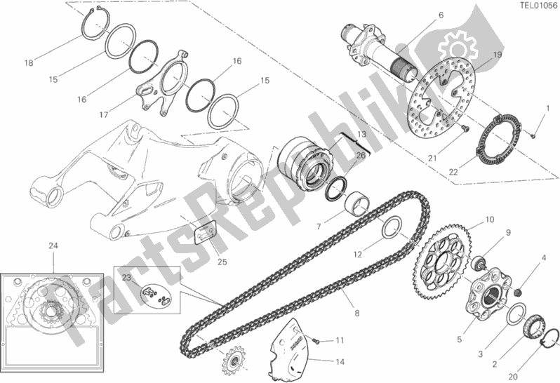 Alle onderdelen voor de Achterwiel As van de Ducati Supersport S Brasil 937 2020